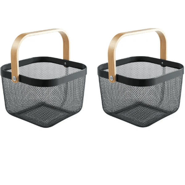 Perfect Dealz Mesh Fruit Basket with Wooden Handle