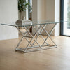 Modern Geometric Chrome Glass Dining Table
