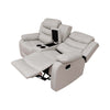 Air Leather Modern Sofa in light gray with reclining seats and cup holders, perfect for contemporary living spaces.