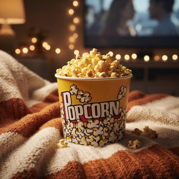 Extra Large Retro-Style Popcorn Bucket filled with popcorn, perfect for movie nights and family gatherings.