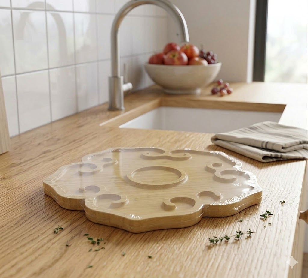 Scalloped Bamboo Serving Tray Round Platter – Perfect Dealz