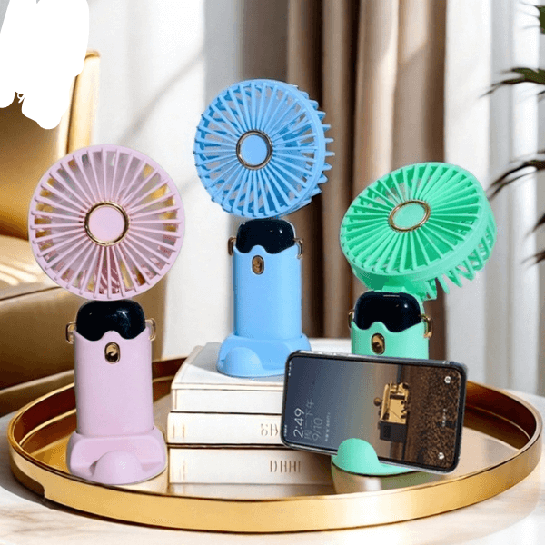 Perfect Dealz Handheld Rechargeable Fan with Phone Holder