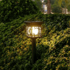 Illuminated 2-Pack Solar Garden Lights featured in a garden setting, enhancing outdoor ambiance at night.