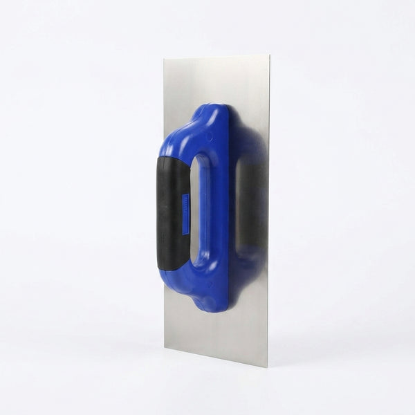Plastering Trowel with a blue handle and stainless steel blade for smooth wall finishes.