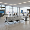 Heavy-Duty Stainless Steel Public Seating Bench in an airport waiting area, designed for durability and public use.