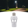 E27 Motion Sensor Light Socket displayed with a scenic nighttime pathway illuminated by street lamps.
