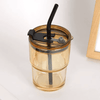 Perfect Dealz 400ml Coffee Cup Sipper Glass Tumbler with Lid and Straw