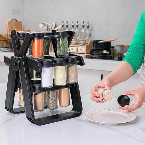 Perfect Dealz 360 Degree Rotating Spice Rack Set with 18 Spice Jars