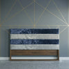 Modern Striped Upholstered Headboard with Wooden FrameModern Striped Upholstered Headboard with Wooden Frame