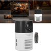 Mini Home & Outdoor Movie Projector displayed with a laptop and remote, showcasing a portable cinema experience.