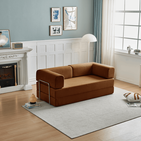 Modern Space-Saving Convertible Sofa Bed in a cozy living room setting, ideal for compact spaces.
