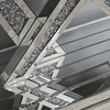 Elegant Silver Console & Mirror Set featuring geometric designs and reflective surfaces.