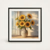 50x50 Sunflower Canvas Wall Art featuring a vibrant bouquet of sunflowers in a rustic vase.