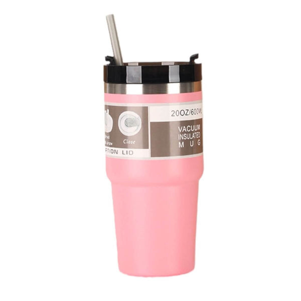 Perfect Dealz 600ml Stainless Steel Travel Portable Vacuum Insulated Flask Cup with Straw