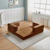 Modern Space-Saving Convertible Sofa Bed in a cozy living room setting, transformed into a full sleeping surface.