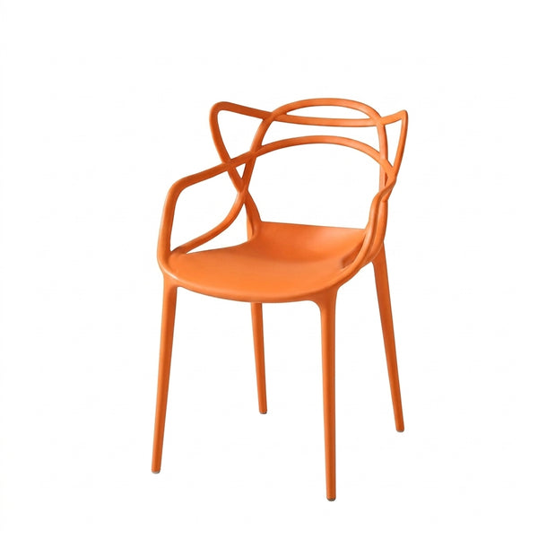 Cafe Replica Master Chair in bright orange, modern design suitable for cafes and home dining spaces.