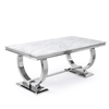 Elegant Grand Marble Coffee Table with chrome base and marble-inspired tabletop, perfect for modern living spaces.