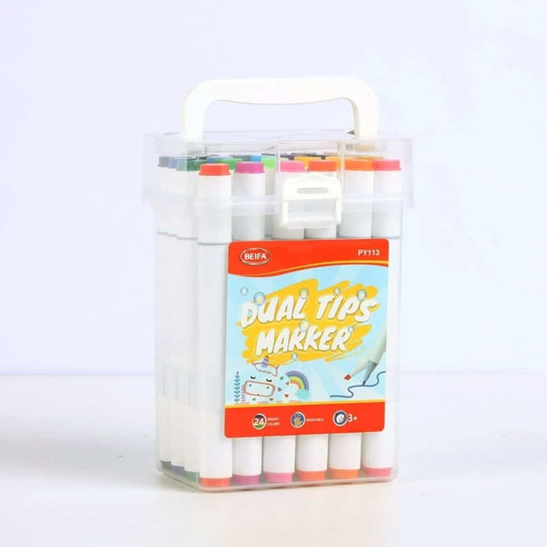 Perfect Dealz Dual-Tip Permanent Water-Based Marker Set – 24 Colours