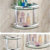 Perfect Dealz 2 Tier Wall Mounted Tempered Glass Corner Shelf with Aluminum Rail