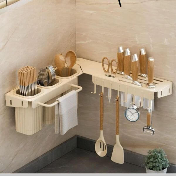 Perfect Dealz 60cm Wall Mounted Multifunctional Kitchen Utensil Holder Rack