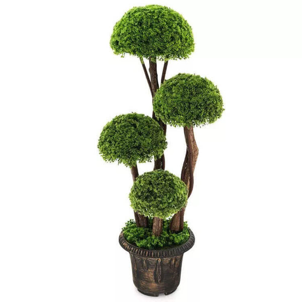 Artificial Topiary Potted Plastic Boxwood Tree image 1