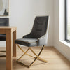 Modern Elegant Upholstered Dining Chair with sleek design and gold accents, suitable for contemporary dining spaces.
