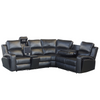 Ortho Power Recliner featuring a sleek black leather design with ample seating and built-in cup holders.