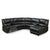 Wembley Luxury Recliner Sectional Couch with black leather upholstery and spacious seating for ultimate relaxation.