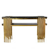 Stylish and Modern Console Table with gold accents and sleek black top, perfect for enhancing any living space.