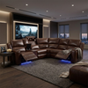 Ortho Power Recliner in a modern living room setting with ambient lighting and entertainment setup.