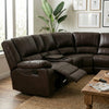 Modern Upholstered 3 Seater Couch in brown leather with reclining feature, surrounded by natural light and decor.