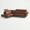 Asher L-Shaped Sectional Sofa with adjustable headrests in brown leather, perfect for modern living rooms.