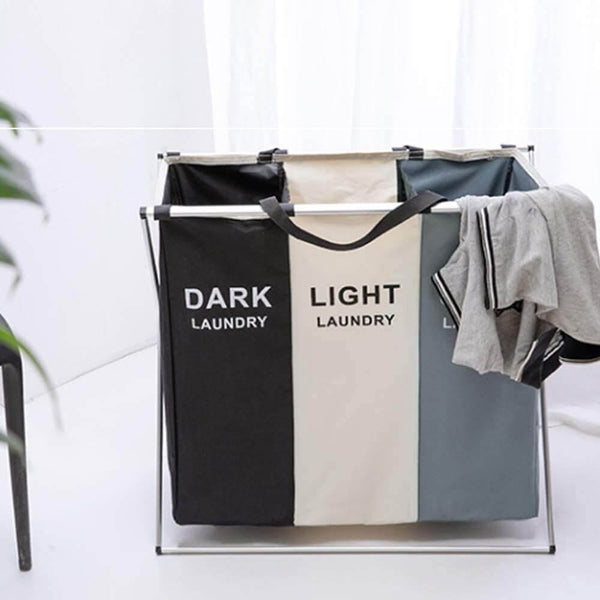 Perfect Dealz 3 Compartment Laundry Hamper Collapsible Aluminium Basket