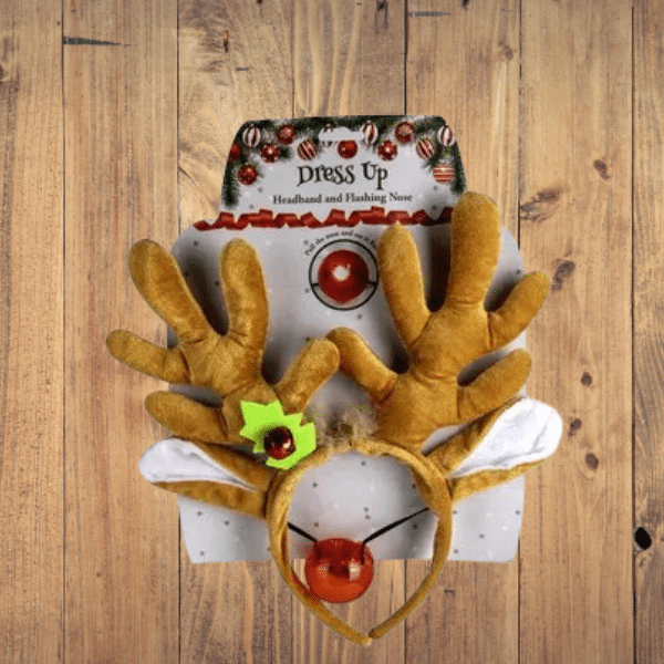 Perfect Dealz Festive Christmas Headband with Light-Up Nose
