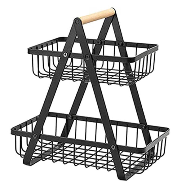 2 Tier Countertop Fruit Basket Holder Decorative Bowl Stand image 1