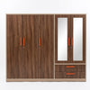 6-Door Wardrobe with Mirrored Doors and Storage Drawers