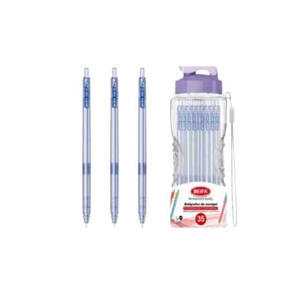 35 pcs Blue Semi Gel Ink Pen 0.5mm pack showing blue pens for smooth writing and note-taking.