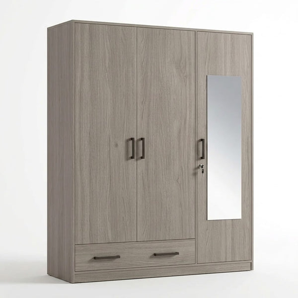 Storage Cabinet Wardrobe with Mirror Panel