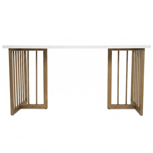 Slate Top Dining Table with Gold Stainless Steel Leg