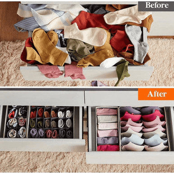 Perfect Dealz 4-Piece Multi-Compartment Foldable Drawer Organizers