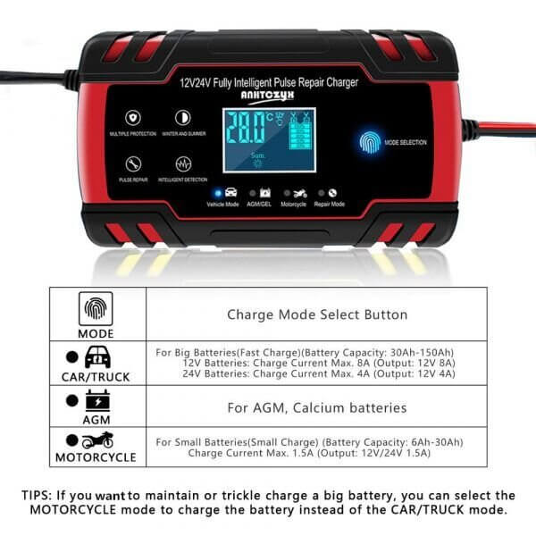 Perfect Dealz 12V/24V 8A Touch Screen Pulse Repair LCD Battery Charger
