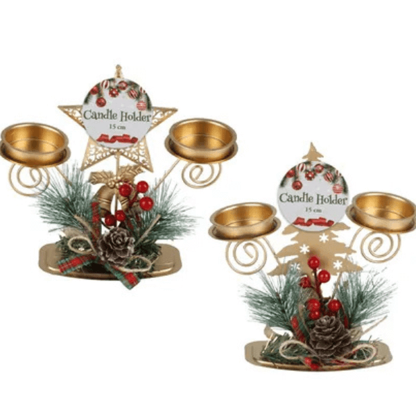 Festive Christmas Table Candleholder Set image 1
