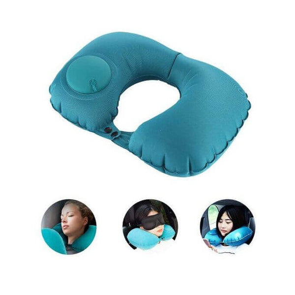 Air Pump U-Shape Washable Inflatable Travel Neck Pillow image 1