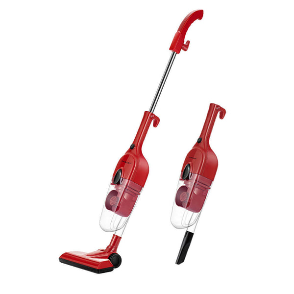 2-in-1 Mite & Dust Collector Portable Handheld Vacuum Cleaner shown in red with detachable components.