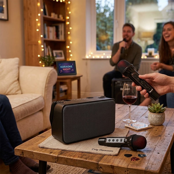 Retro Bluetooth Karaoke Speaker with Dual Microphones