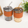 Perfect Dealz 400ml Coffee Cup Sipper Glass Tumbler with Lid and Straw