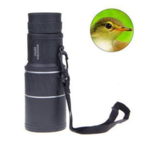 16x52 Monocular Telescope with Bag for Outdoor Sport Camping displayed next to a bird image.