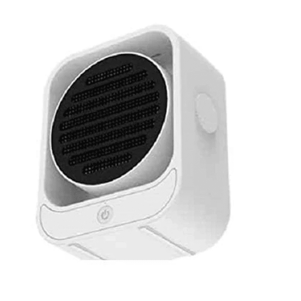 Portable Energy Efficient Desktop Heater in sleek white design for compact personal heating.
