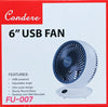 Compact 6-Inch USB Desk Fan from Condere with adjustable angle and ultra-quiet design.