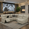 Wembley Luxury Recliner Sectional Couch in a modern living room with a movie screen.